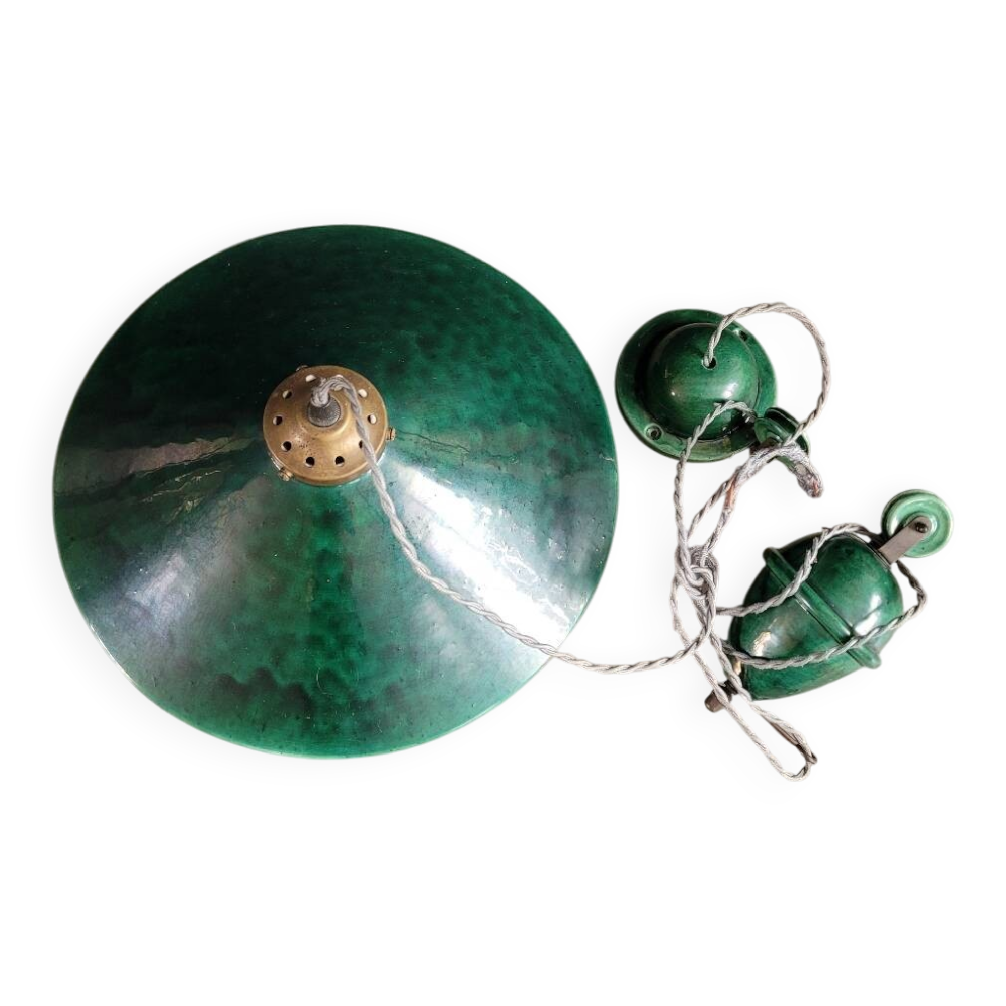 Green glazed ceramic pulley suspension
