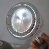 3 diamond-patterned glass mugs