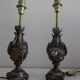 Pair of Louis XVI style lion and cherub decoration lamps