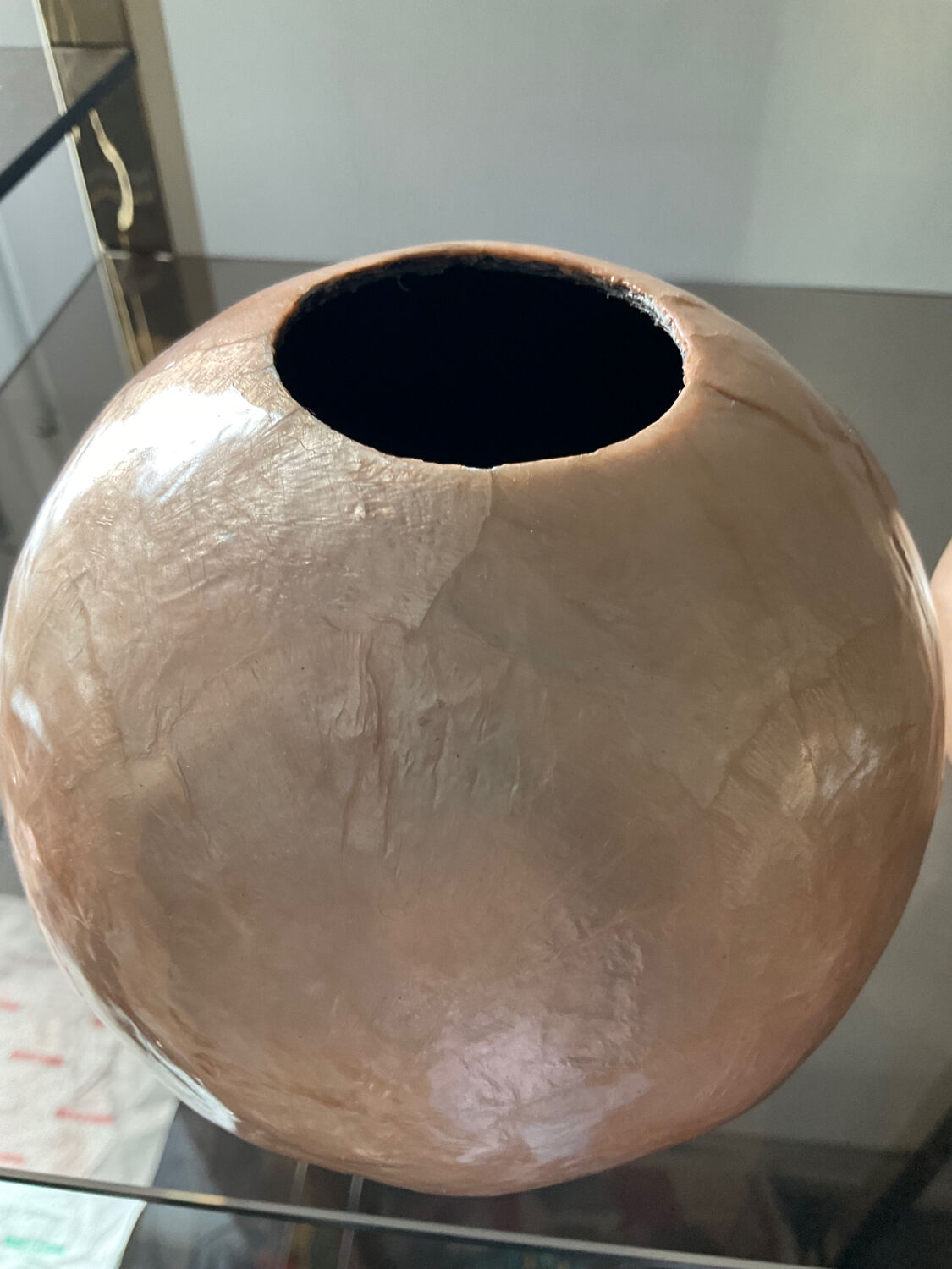 Duo of vintage mother-of-pearl vases