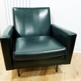 Fauteuil en skaï noir, années 1960
