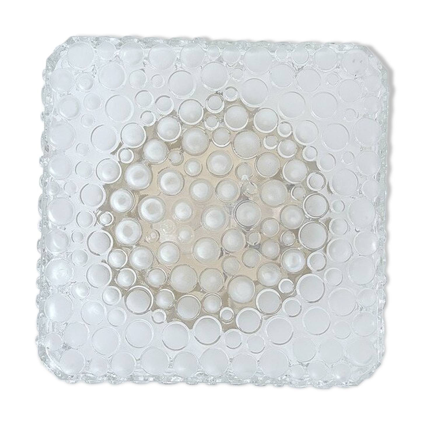 Plafonnier en verre bullé vintage, années 1970