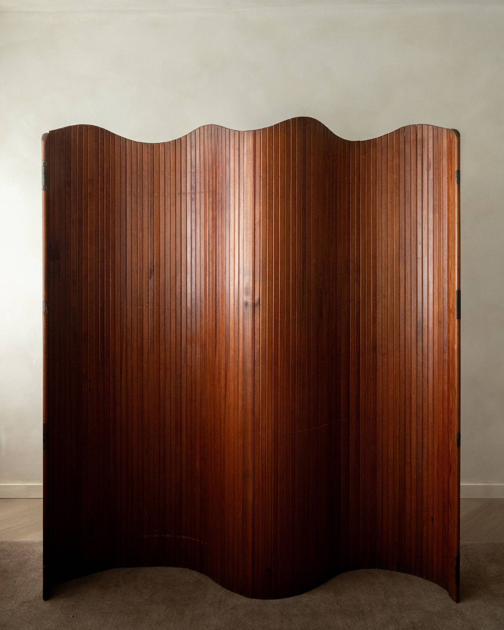 Art Deco Patinated Pine Room Divider by Jomain Baumann for Baumann, France,