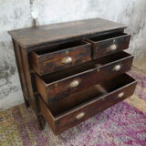 Commode Indienne 4 tiroirs patinée noir