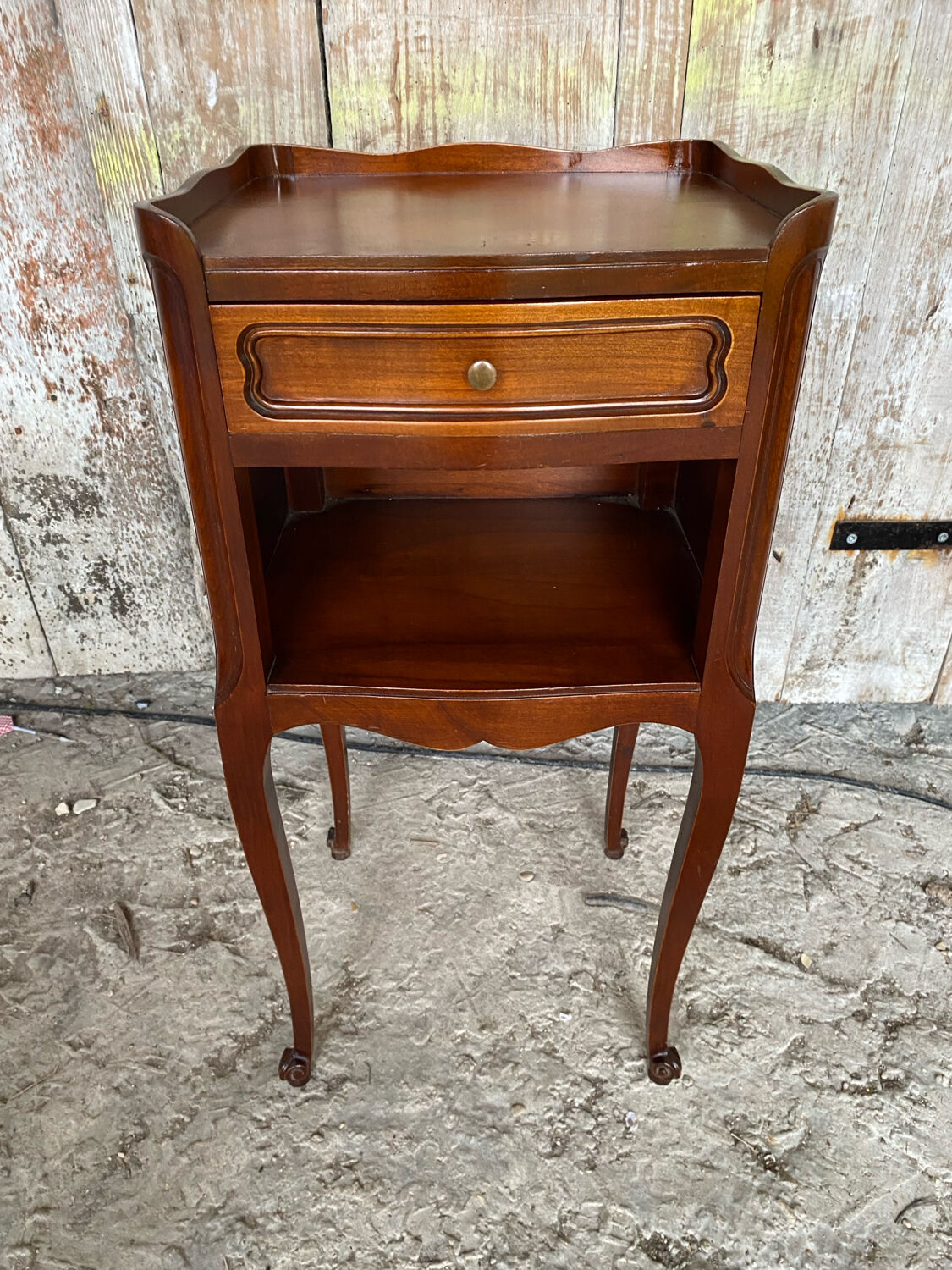 Antique Nightstand Louis XV Style Wood 3 Drawers + Vintage Case #