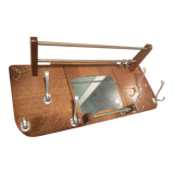 Wall cloakroom wood coat racks hooks aluminum vintage mirror