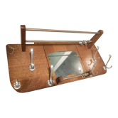 Wall cloakroom wood coat racks hooks aluminum vintage mirror