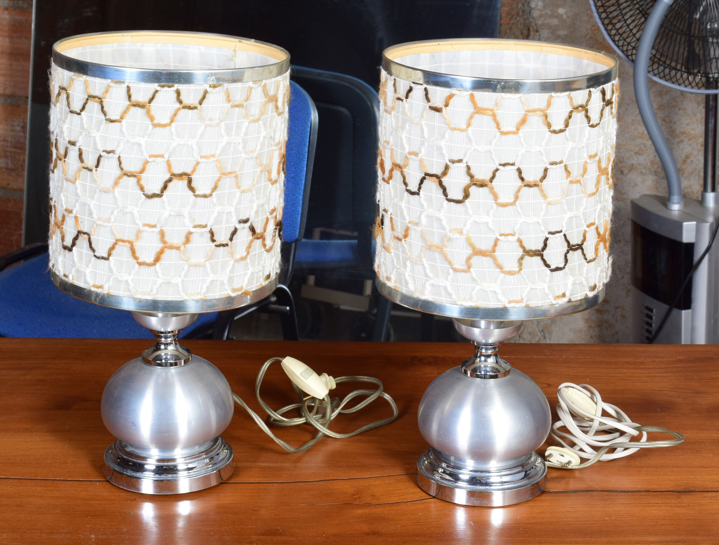 Pair of bedside lamps, 70s