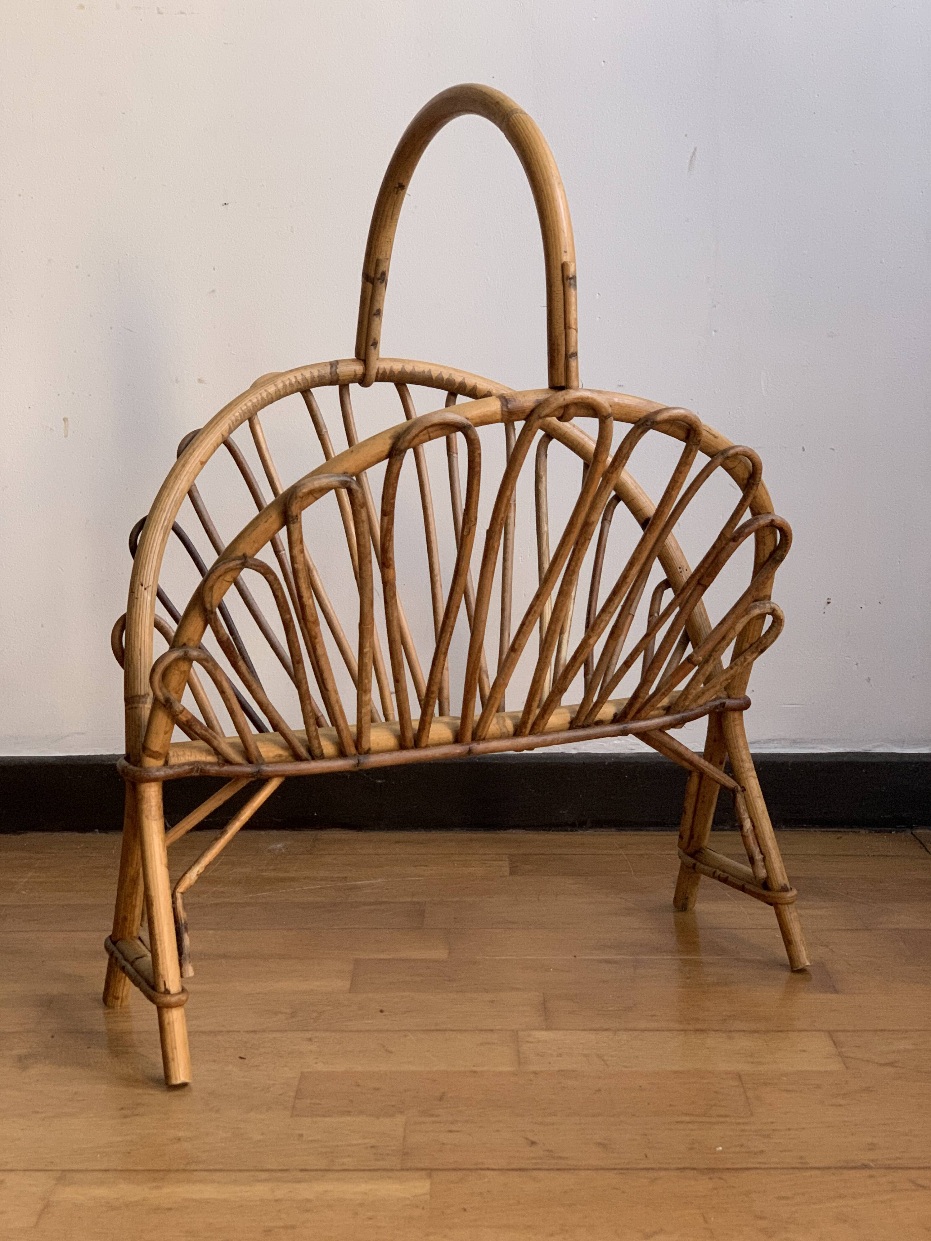 Rattan magazine holder