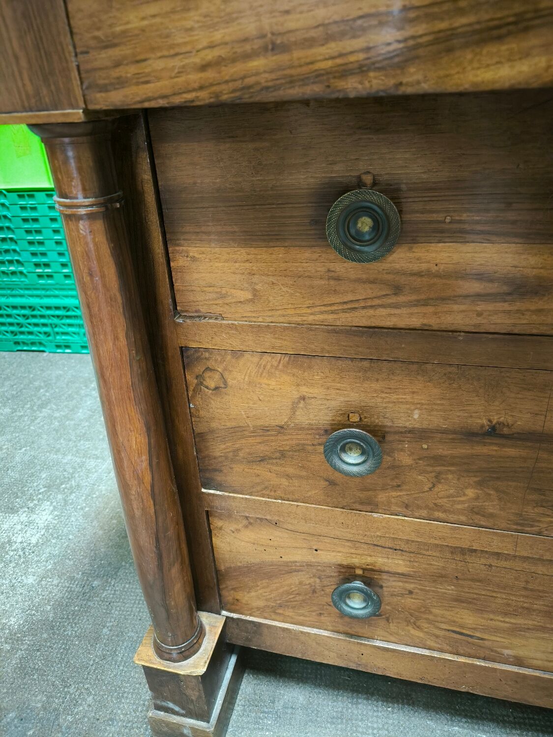 Empire period walnut chest of drawers
