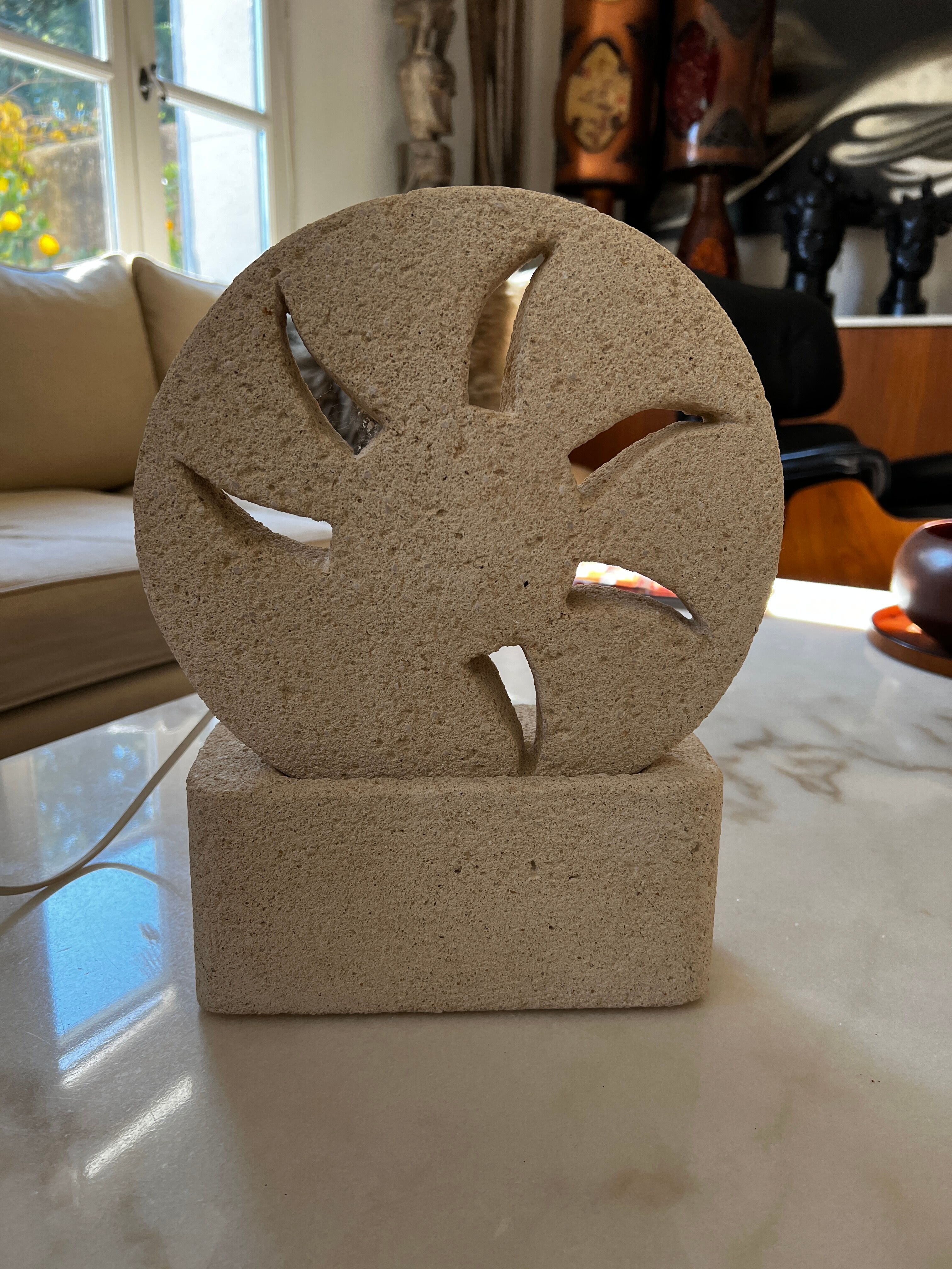 Lamp in stone of the Gard carved 1970