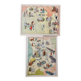 Reserved Lucille - Set of 2 20th century illustrated cards
