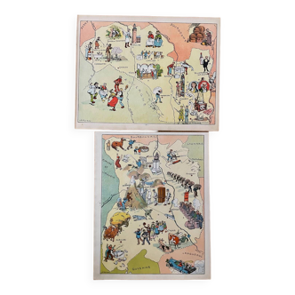 Reserved Lucille - Set of 2 20th century illustrated cards