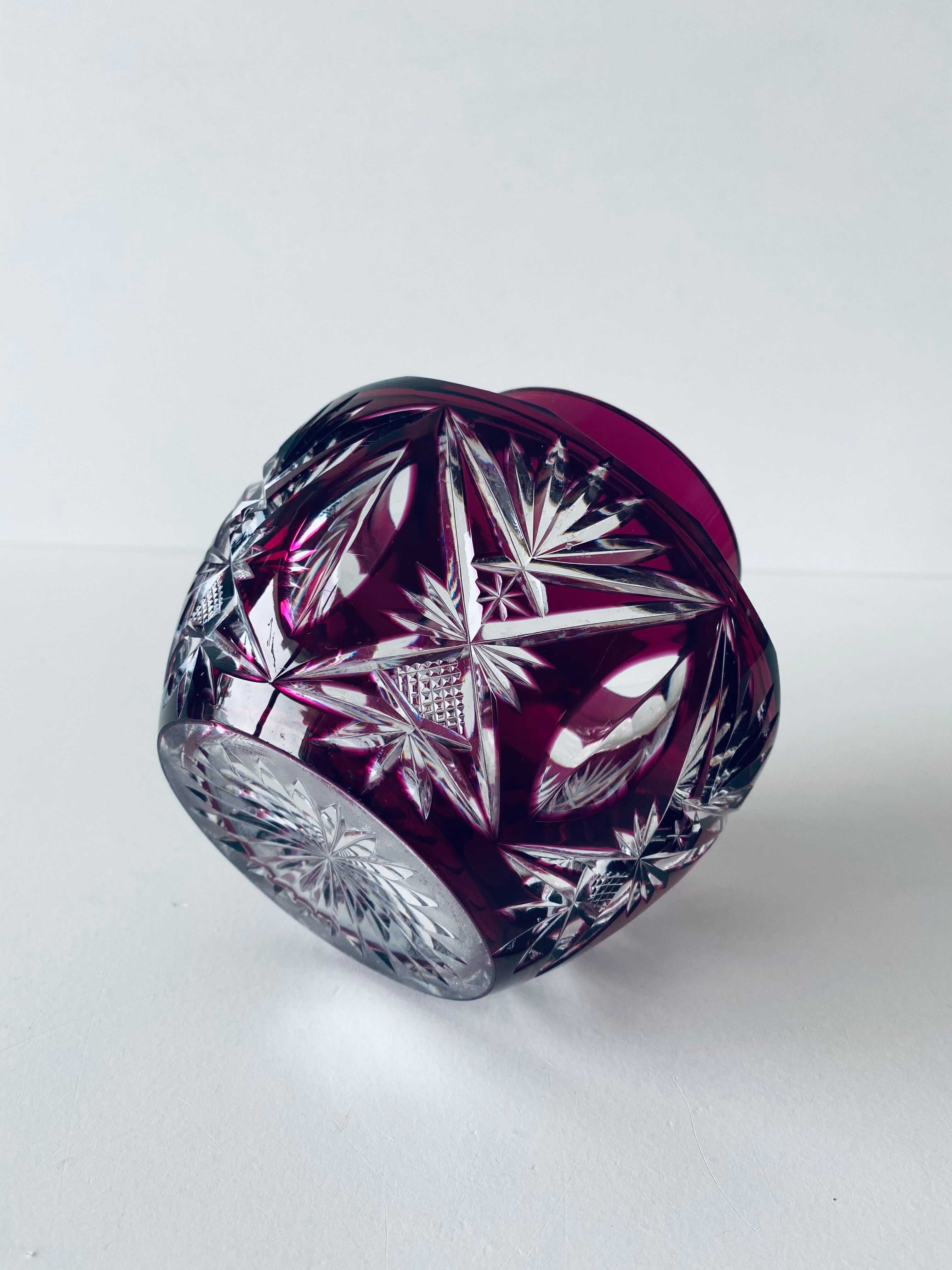 Ancient plum crystal vase