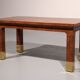 Harrison Van Horn wood and brass rectangle coffee table