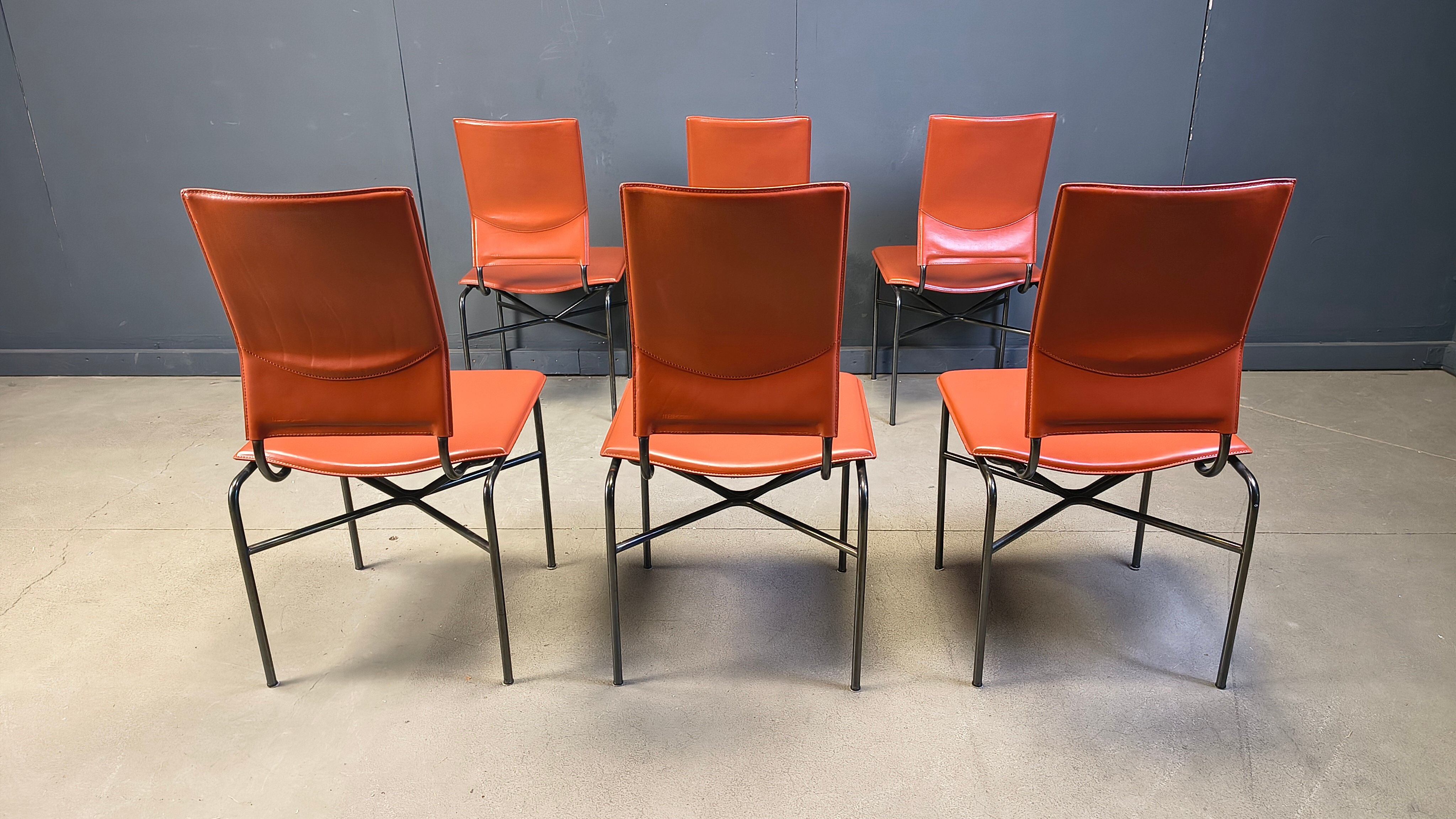 Ross Littel for Matteo Grassi set of 6 dining chairs, 1970s