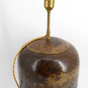 Art Deco modernist lamp in patinated brass, circa 1930.