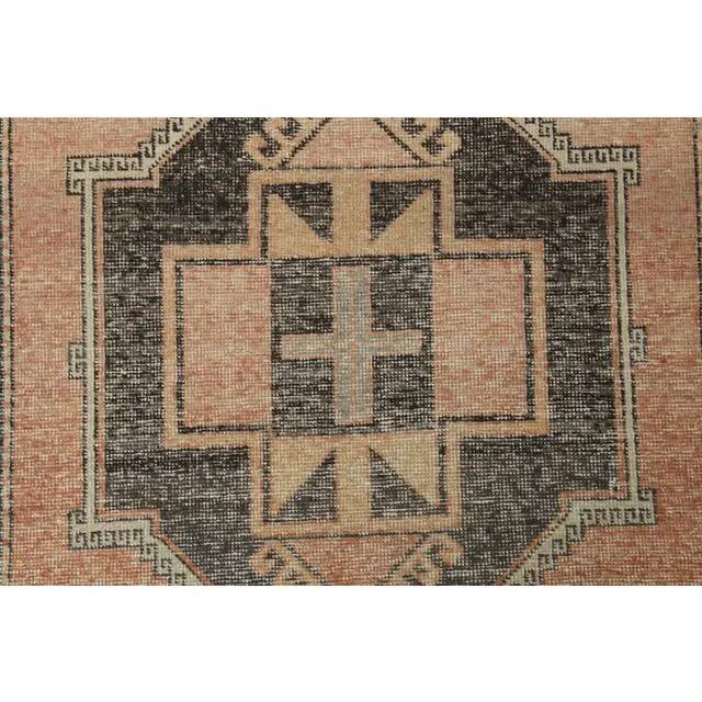 1970s Vintage Turkish Oushak Handmade Wool Cotton Orange Runner Rug 122x384