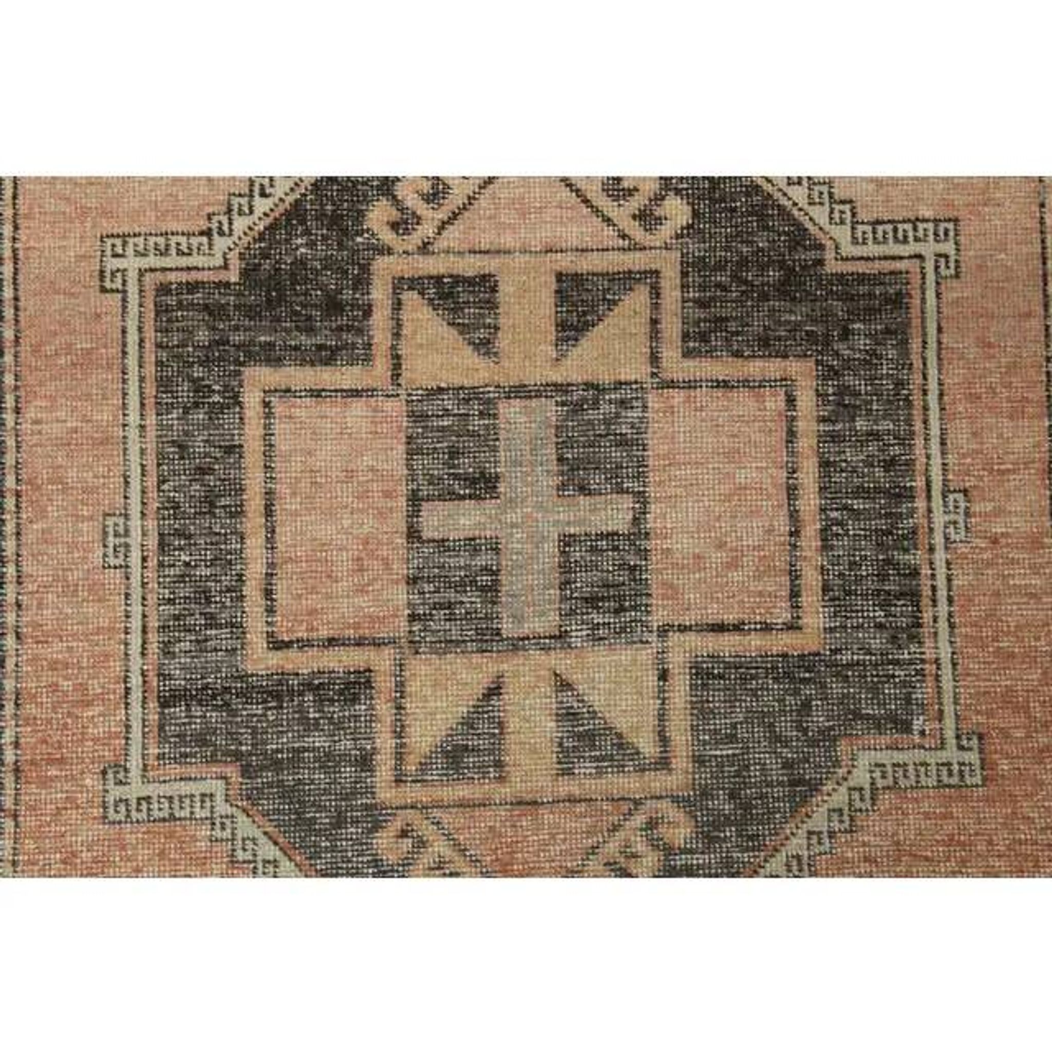 1970s Vintage Turkish Oushak Handmade Wool Cotton Orange Runner Rug 122x384