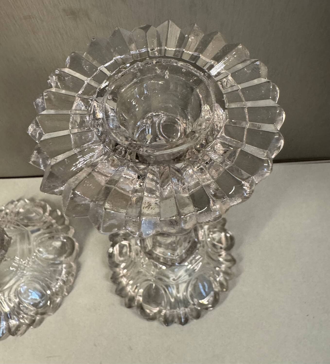 Pair of cut glass candlesticks – Napoleon III period