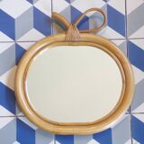 Vintage rattan apple mirror