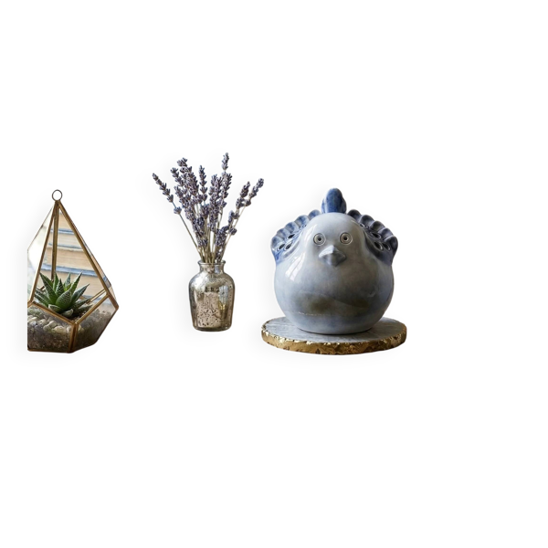 Oiseau décoratif en porcelaine Virebent – Céramique française vintage