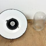 Green enamel and cast iron industrial pendant light, 1960s