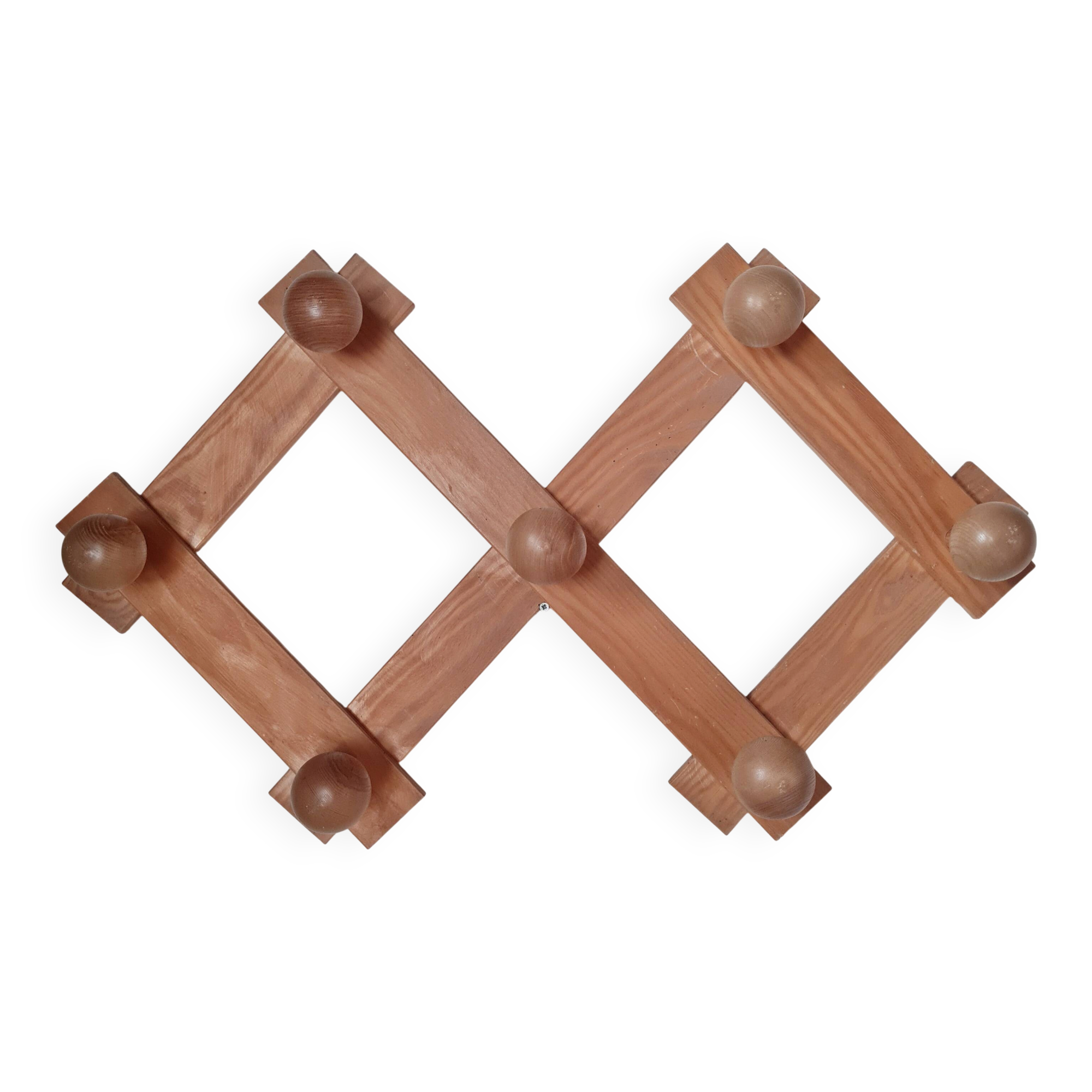 Wall-mounted accordion coat rack in solid pine