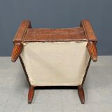 Leather art deco club chair from france, early 1900