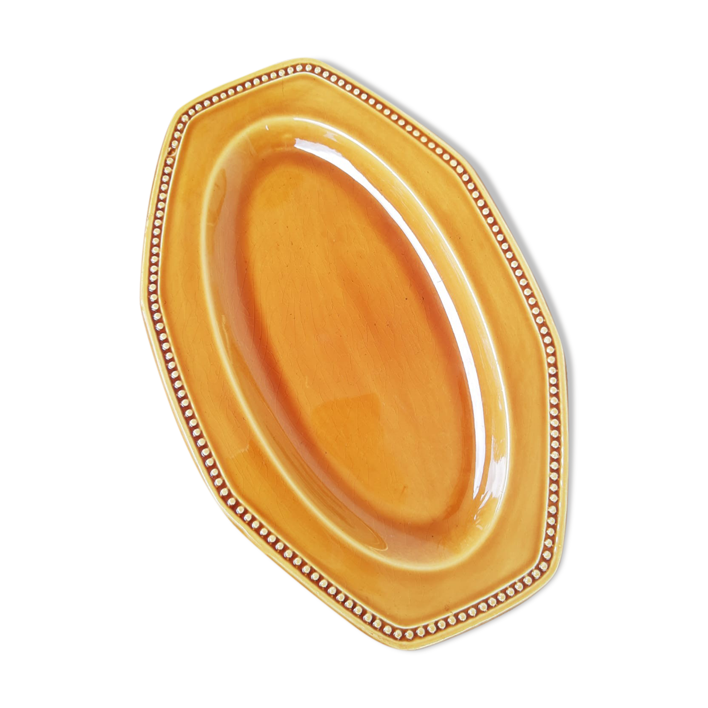 Ravier - plat Longchamp France moutarde - vintage
