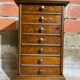 Semainier Ancien Meuble Bois 7 Tiroirs Marqueterie Poignées Métal Vint