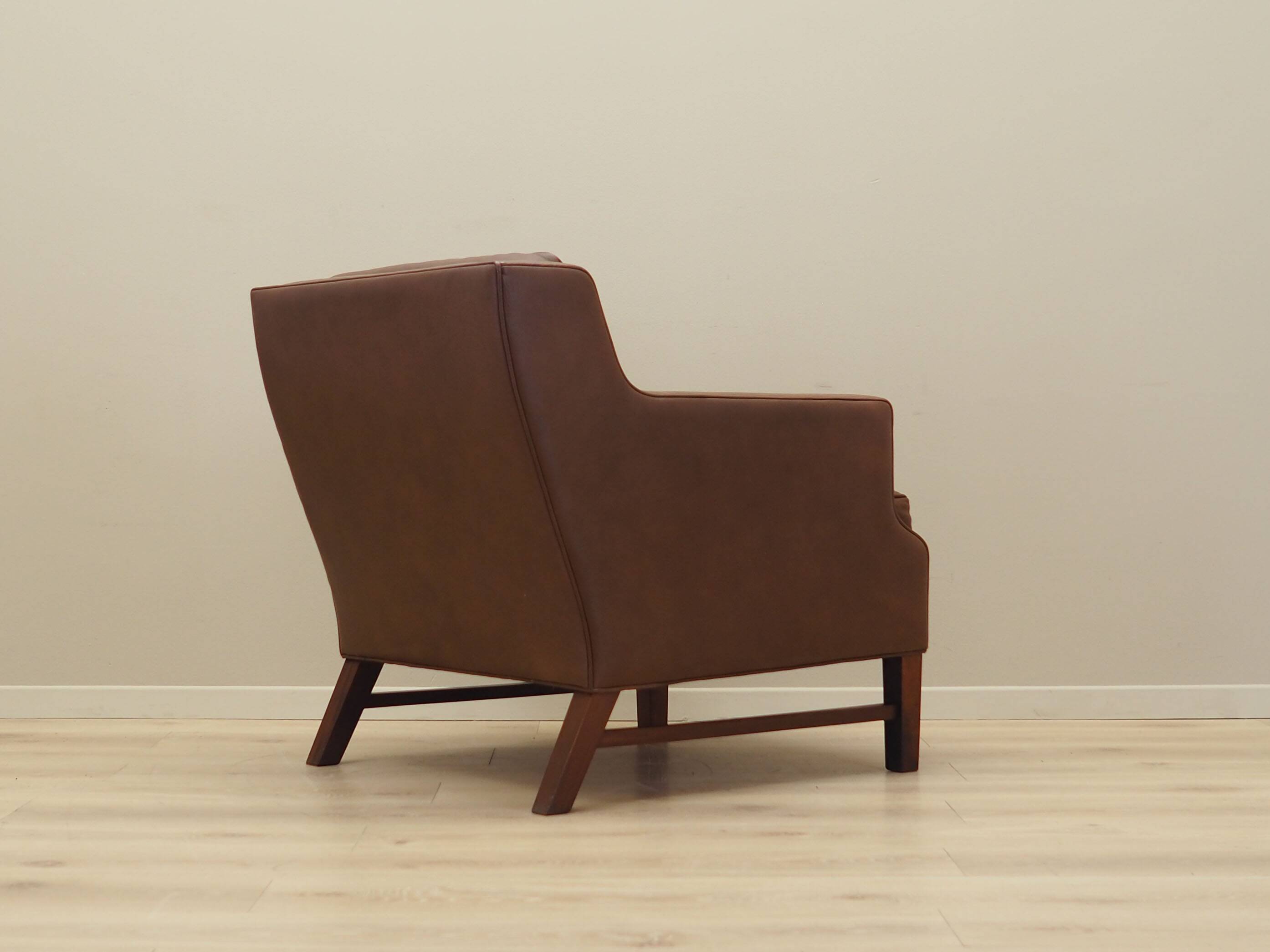Brown leather armchair, Danish design, 1960s, production: Denmark