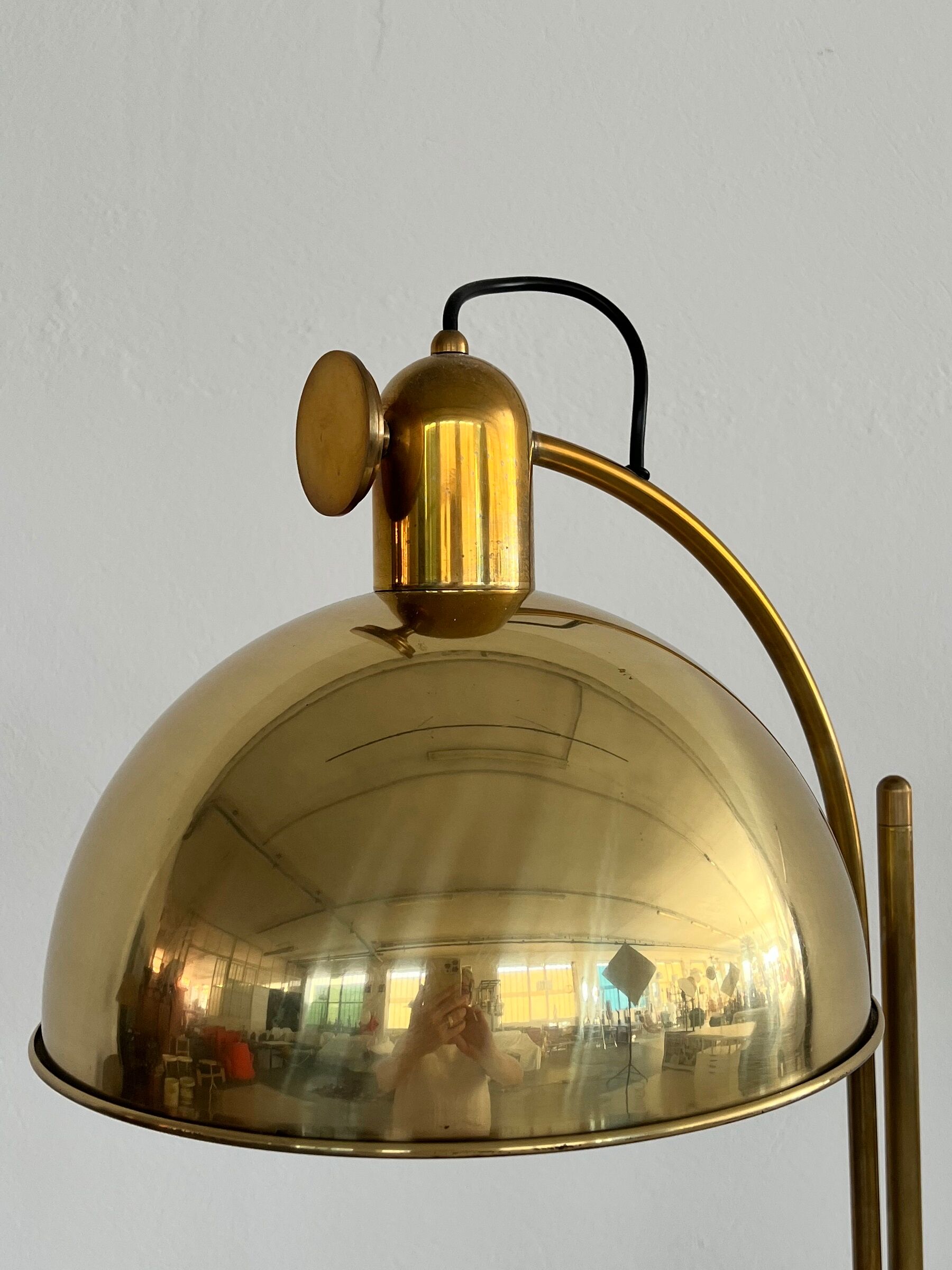 Florian schulz mid-century adjustable floor lamp in full brass, 1970
