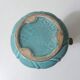 Antique Art Deco turquoise flowered slipware jug vase