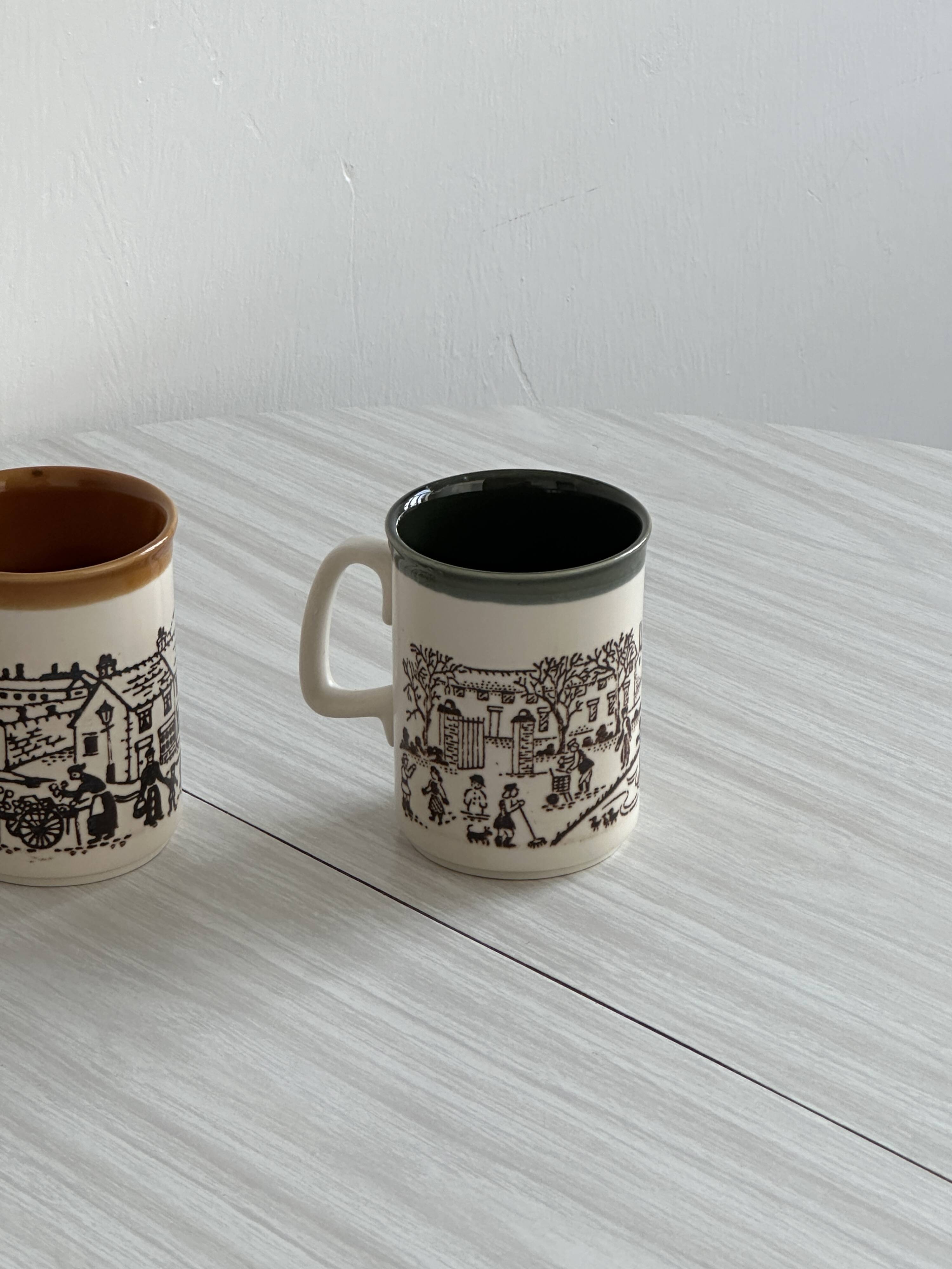 3 English Staffordshire mugs.