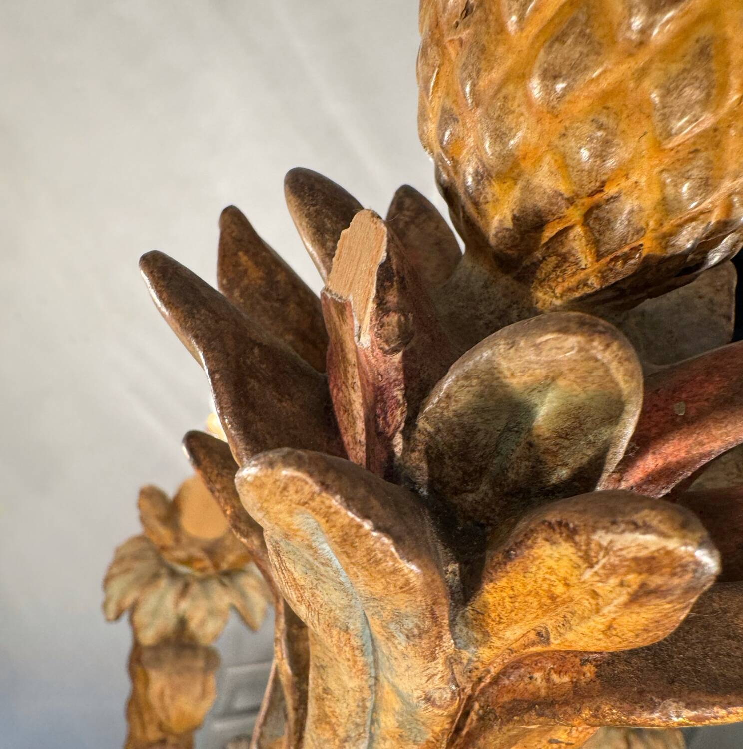 70s Hollywood Regency style chandelier in carved wood