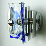Mid century sconce glass metal chrome murano ice glass