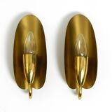 Two magical original Mid Century Modern bag brass wall lamps