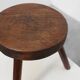 Tabouret trépied en chêne rustique, France, vers 1900