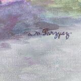 Oil table "anemones" signed