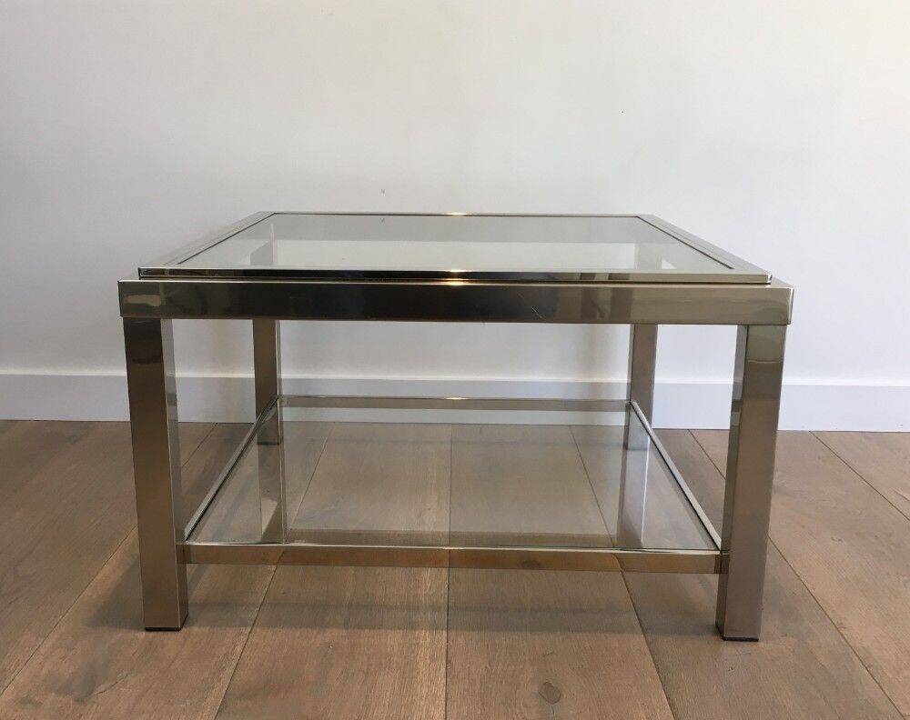 Pair of large chrome side tables