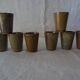 Lot 8 glasses sandstone cups stamped Digoin mug vintage cup