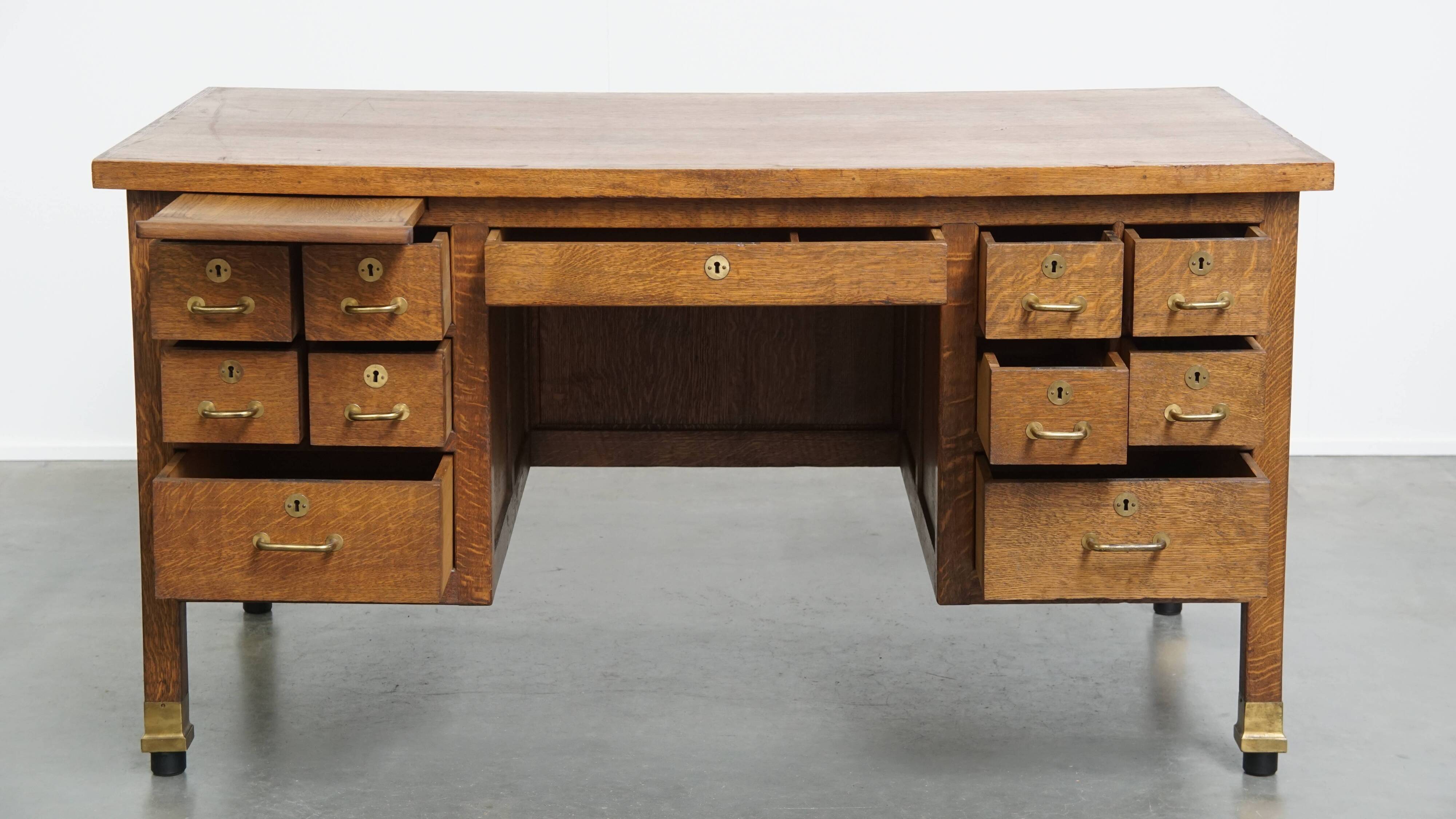 Bureau Art Déco ancien du début du XXe siècle, en chêne