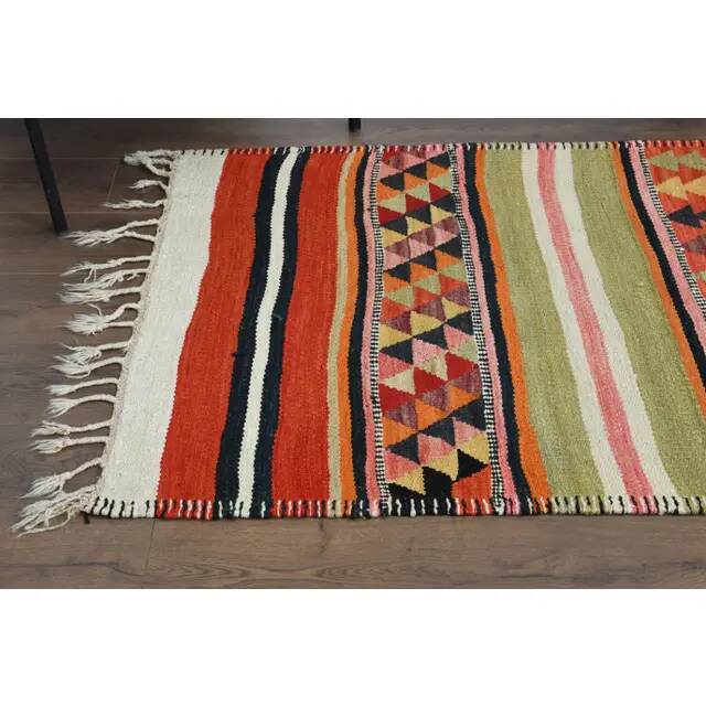 Vintage Turkish Oushak Handmade Wool Cotton Orange Runner Rug 97x315
