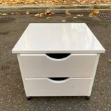 Scandinavian bedside table in solid beige wood with 2 drawers