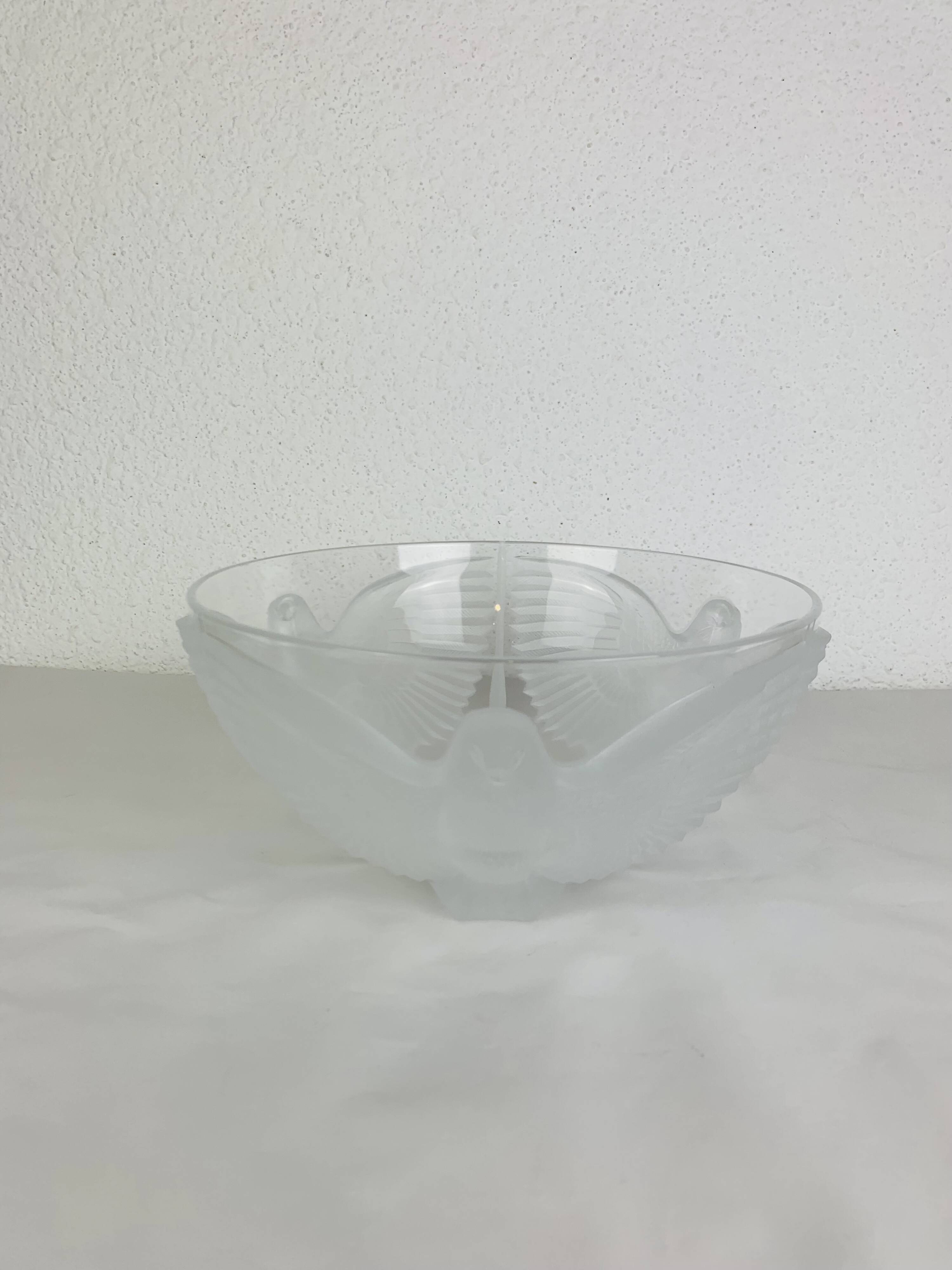 JG Durand Art Deco style crystal bird salad bowl