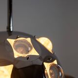 Oscar Torlasco. Chrome-plated metal "satellite" chandelier. 1970s.