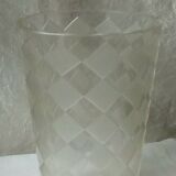 Vase en cristal a damier losange en verre depoli art deco