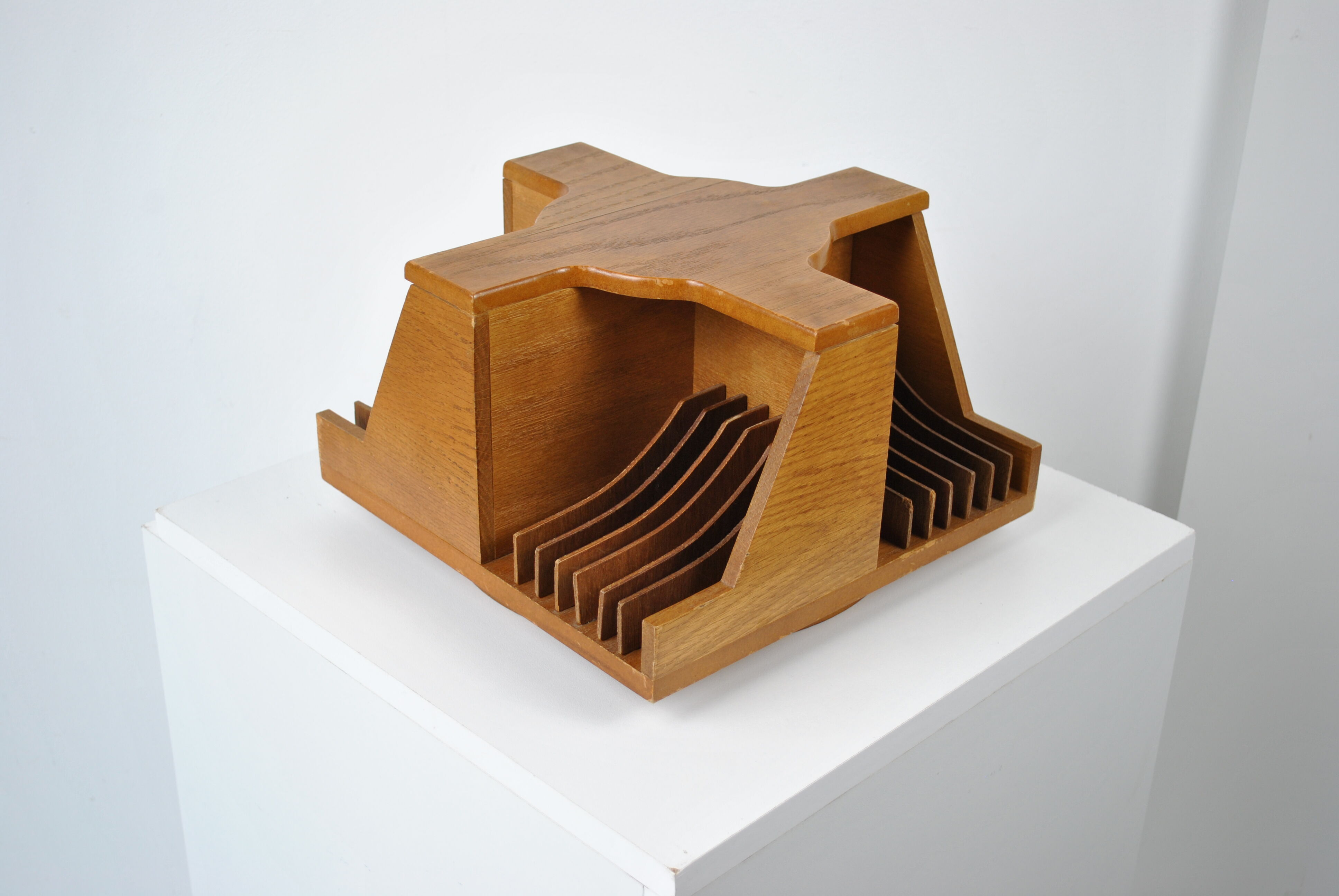 Wood rotating CD rack