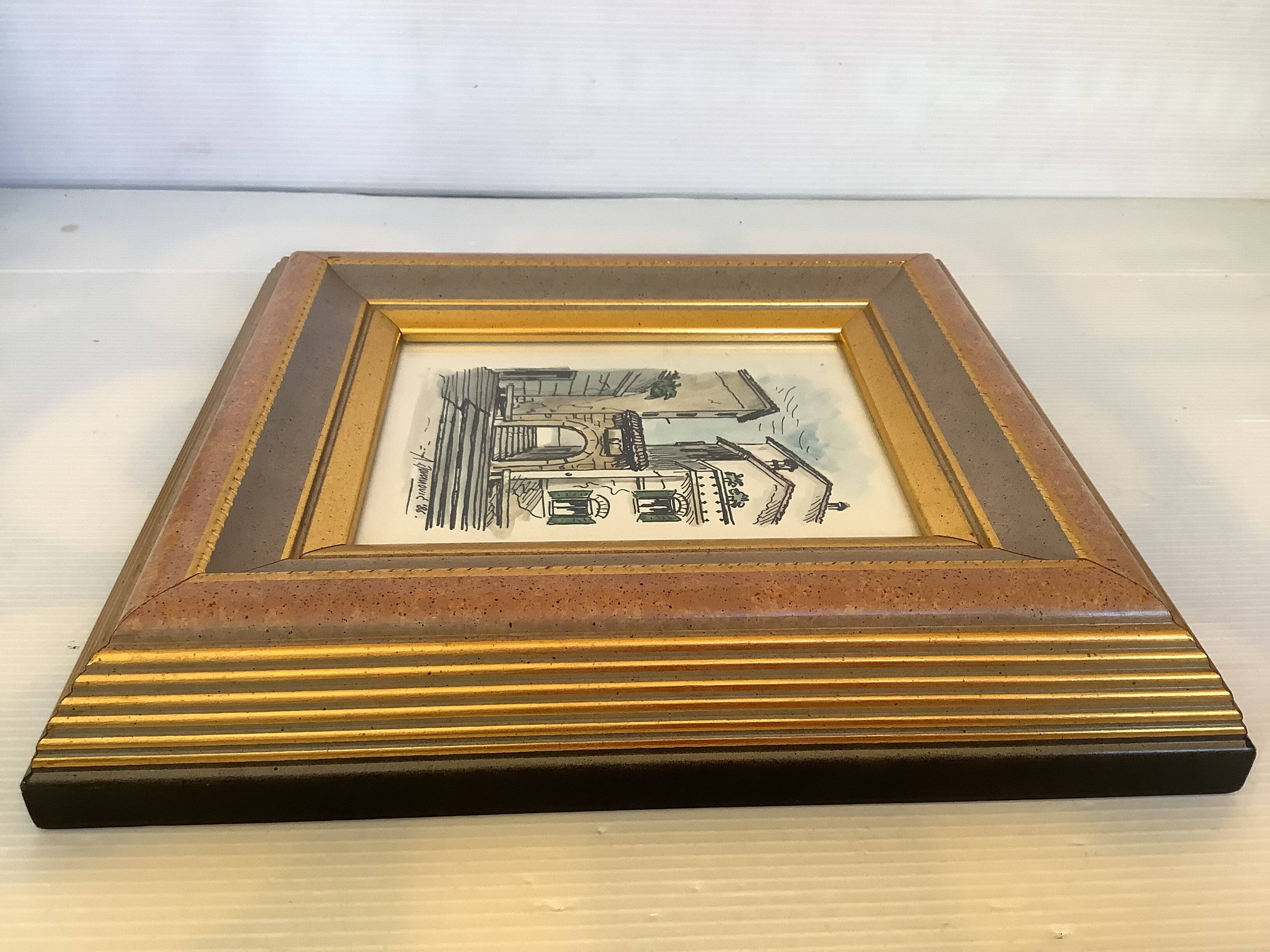 Watercolour painting signed village view